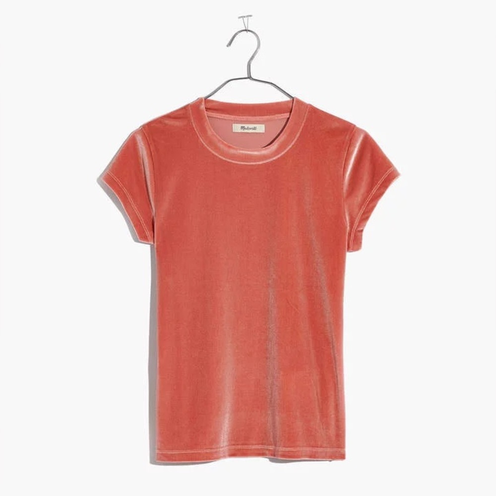 Madewell pink velvet top